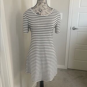 Classic Black and White Striped Mini Dress